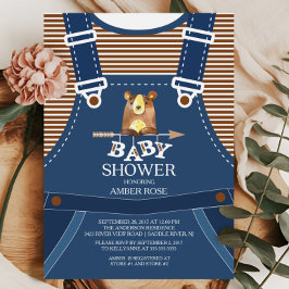 Schattigee Overalls Woodland Beer Baby shower Invi Kaart