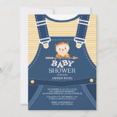 Schattigee Overalls Woodland Owl Baby shower Invit Kaart (Voorkant)