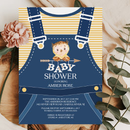 Schattigee Overalls Woodland Owl Baby shower Invit Kaart