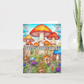 Schattigee overwoekerde paddenstoel bos illustrati kaart (Voorkant)