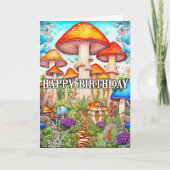 Schattigee overwoekerde paddenstoel bos illustrati kaart (Voorkant)
