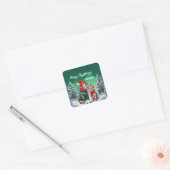 Schattigee OX stier Koe Kerstman verjaardagsfeestj Vierkante Sticker (Envelop)