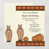 Schattigee Paard en Herfst Pompoenen Herfstverjaar Kaart (Voorkant / Achterkant)