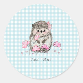 Schattigee paardebloem egel blauw patroon ronde sticker