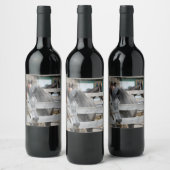 Schattigee Paarden op een Boerderij Wijn Etiket (Flessen)