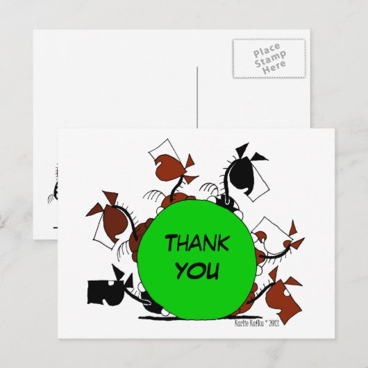 Schattigee paardenkudde Cartoon dank u Briefkaart (Voorkant / Achterkant)