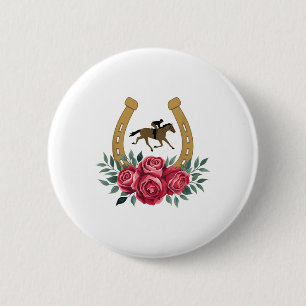 Schattigee paardenrennen Rozen Ky 151st Derby Hors Ronde Button 5,7 Cm