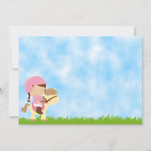 Schattigee paardenverjaardagsuitnodiging voor meis kaart (Achterkant)