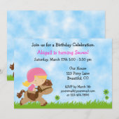 Schattigee paardenverjaardagsuitnodiging voor meis kaart (Voorkant / Achterkant)