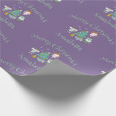 Schattigee Paarse aangepaste naam Nutcracker Chris Cadeaupapier (Hoek)