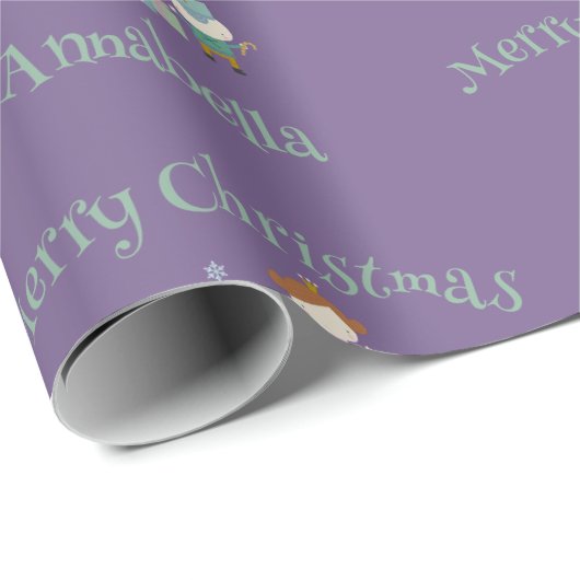 Schattigee Paarse aangepaste naam Nutcracker Chris Cadeaupapier (Rol Hoek)