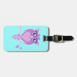 Schattigee paarse aqua kinder uil aangepaste bagag bagagelabel