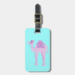 Schattigee paarse aqua whimsy kameel aangepaste ba bagagelabel