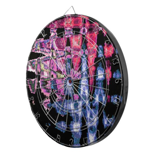  Schattigee Paarse Asgrijs en Zwarte Waterverven Dartbord (Voorkant Rechts)