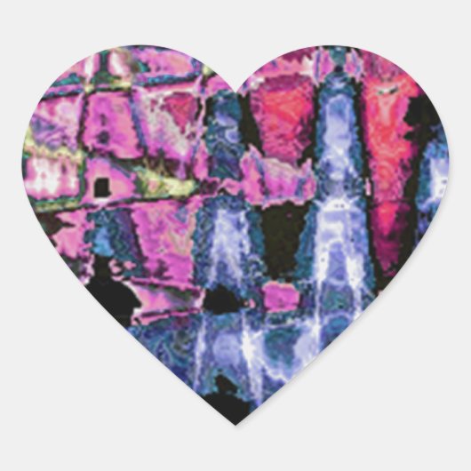  Schattigee Paarse Asgrijs en Zwarte Waterverven Hart Sticker (Voorkant)