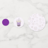 Schattigee Paarse Axolotl Boba Tea Kids Verjaardag Confetti (Achterkanten)