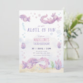 Schattigee Paarse Axolotl-verjaardagsuitnodiging Kaart (Staand voorkant)