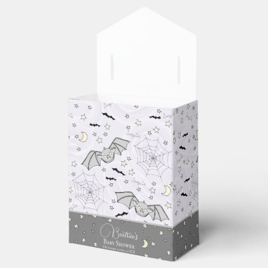 Schattigee Paarse Baby Bats Halloween & Herfst Bedankdoosjes (Geopend)