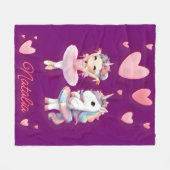 Schattigee Paarse Ballerina Eenhoorn Fleece Deken (Voorkant (Horizontaal))