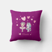 Schattigee Paarse Ballerina Eenhoorn Sierkussen (Achterkant)