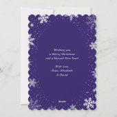 Schattigee Paarse besneeuwde fotovakantie Feestdagenkaart (Achterkant)