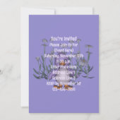 Schattigee Paarse Bird Daisies Animal Party Kaart (Voorkant)