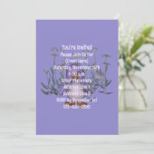 Schattigee Paarse Bird Daisies Animal Party Kaart (Staand voorkant)