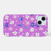 Schattigee Paarse bloem iPhone 15 Case (Achterkant horizontaal)