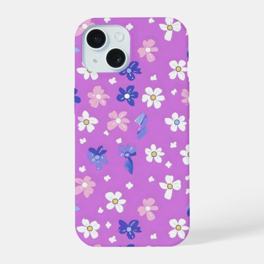 Schattigee Paarse bloem iPhone 15 Case (Achterkant)