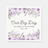 Schattigee Paarse Bloemen Aangepaste bericht Bruil Servet (Voorkant)
