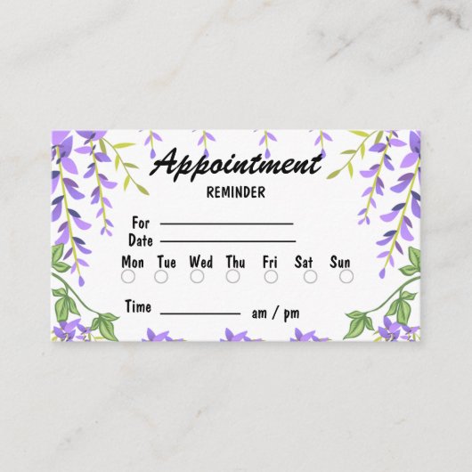 Schattigee paarse bloemen botanische afspraakherin afsprakenkaartje (Voorkant)