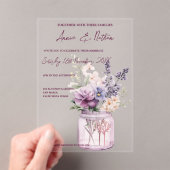 Schattigee Paarse Bloemen In Mason Jar Bloemen Huw Acryl Uitnodigingen (Insitu (Draagbaar))
