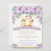 Schattigee Paarse Bloemenuil Baby shower per Mail Kaart (Voorkant)