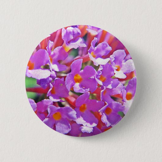 Schattigee paarse bloemetjes ronde button 5,7 cm (Voorkant)