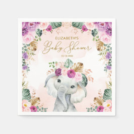 Schattigee Paarse Blush Tropical Elephant Baby sho Servet