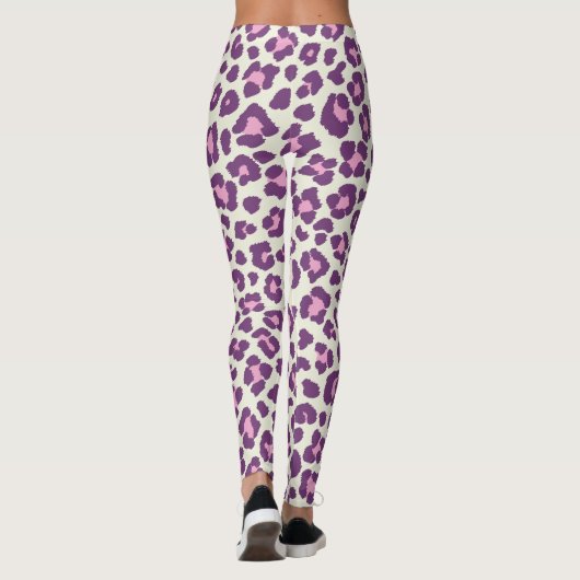 Schattigee Paarse Bold en Mooi Luipaard Dier Leggings (Achterkant)