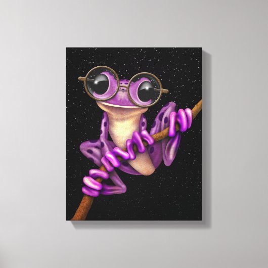 Schattigee Paarse boomkikker met oogbril met sterr Canvas Afdruk (Voorkant)