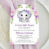 Schattigee Paarse Bow Floral Elephant Arch Baby sh Kaart
