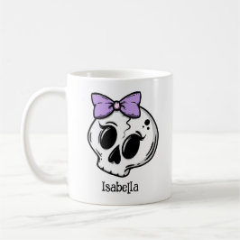 Schattigee Paarse Bow Halloween Skull Custom Koffiemok