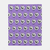 Schattigee Paarse Bow Halloween Skull Custom Naam Fleece Deken (Voorkant)
