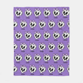 Schattigee Paarse Bow Halloween Skull Custom Naam Fleece Deken