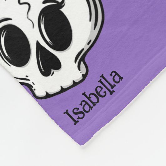 Schattigee Paarse Bow Halloween Skull Custom Naam Fleece Deken (Hoek)