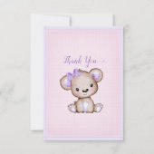 Schattigee Paarse bruine Beer Baby shower dank u Bedankkaart (Voorkant)