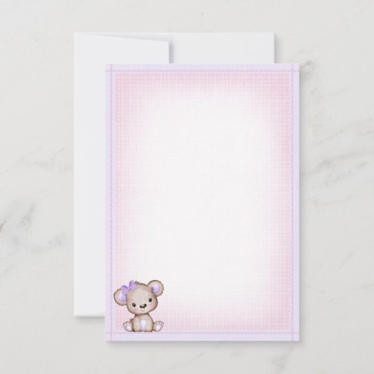 Schattigee Paarse bruine Beer Baby shower dank u Bedankkaart (Achterkant)