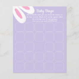 Schattigee Paarse Bunny Baby shower Bingo Spel