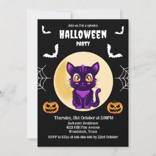 Schattigee Paarse Cartoon kat kinder Halloween fee Kaart