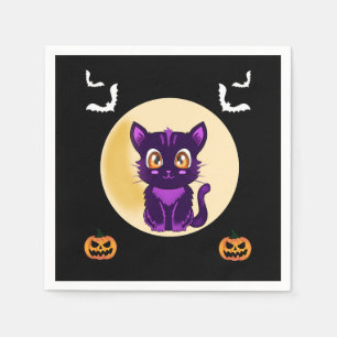 Schattigee Paarse Cartoon kat kinder Halloween fee Servet