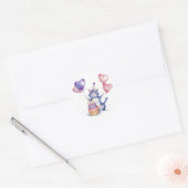 Schattigee Paarse Cat Birthday Cake Balloon - Verj Ronde Sticker (Envelop)