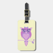 Schattigee paarse citroen kinder uil aangepaste ba bagagelabel (Voorkant verticaal)
