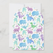 Schattigee Paarse Dinosaurus Boog Navy Blauw Baby  Kaart (Achterkant)